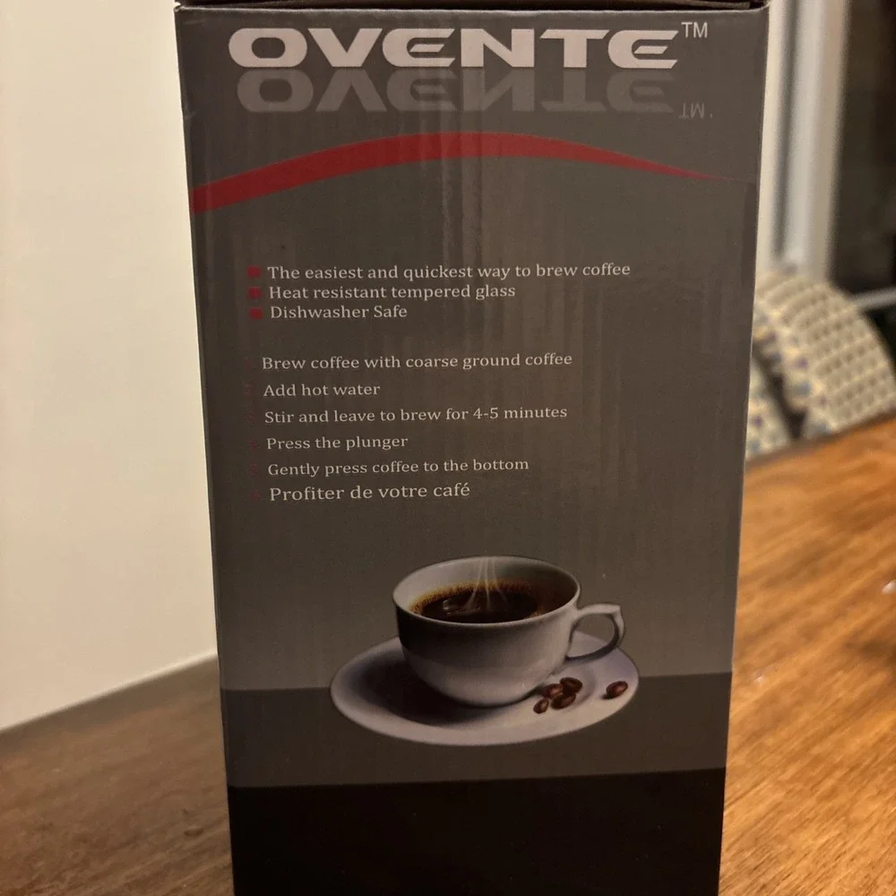 Ovente French Press Coffee, Tea and Espresso Maker, NIB,‎ 6 Cups Or 27 Oz